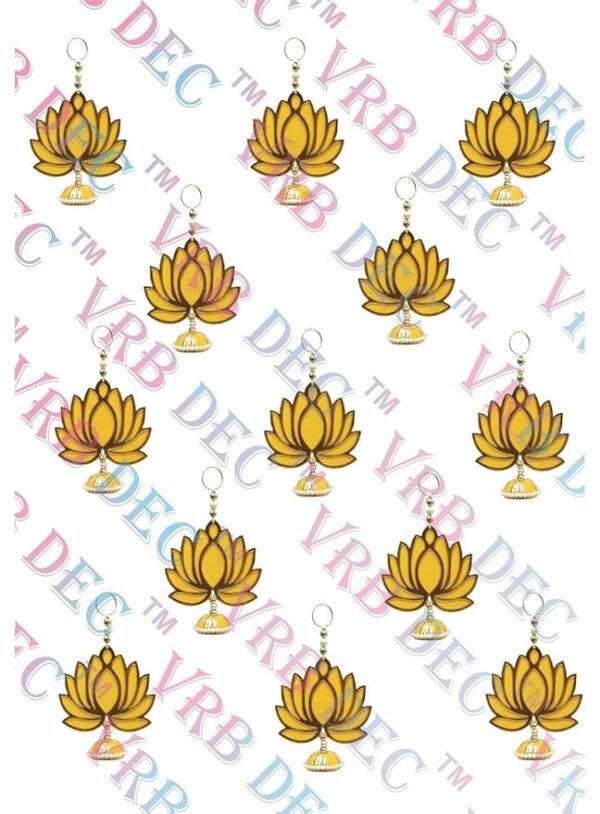 VRB Dec 12psc Lotus Hangings for Decoration/Floral Wall Hangings for Temple Decor Hanging for Home Decor,Diwali Decor,Wedding and All Festival Decor/showpiece for Home Decor (Yellow, 12)