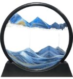 VRB Dec 1 Pcs 7" inch Moving Sand Art Picture Decor, 3D Deep Sea Sandscape Liquid Motion, Round Glass Frame Display Flowing Sand Relaxing Gift for Kids Adults Home Office Work Desktop