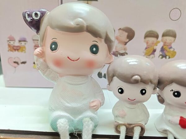 VRB Dec 4 pcs Hanging Legs Showpiece Cute Boy & Girl,Toy Cute Couple Figurines/Leg Hanging Dolls for Home Decor/Decorative Items for Home Decor,Valentine Gift for Girlfriend,Boyfriend (Model - 06)