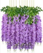 VRB Dec 12 Pcs (43.2Ft) Artificial Wisteria Vine| Ratta Fake Wisteria Hanging | Garland Silk Long Hanging Bush Flowers String for Home Party Wedding Decor
