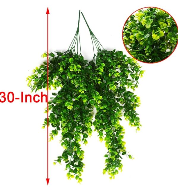 VRB Dec 2pcs Artificial Greenery Ferns Plants Vines Hanging Flowers Needle Wall Hanging For Home Decor Door Wall Balcony Decoration Party Festival Craft (Euclyptus Fern)
