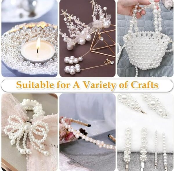 VRB Dec Artificial Pearls Beads Moti Pearls Beads for Jewellery Making, Beads for Bracelet Making, Resin Art,Beads, Crafting, Scrap Booking and Embroidery DIY Craft (12MM (300Pcs), Off-White)