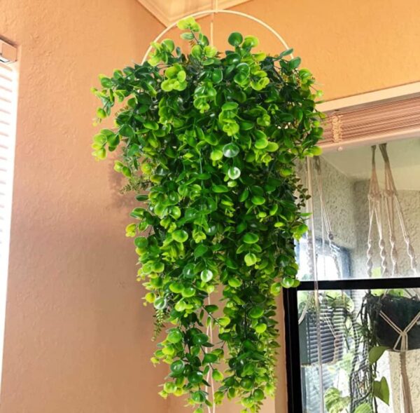 VRB Dec 2pcs Artificial Greenery Ferns Plants Vines Hanging Flowers Needle Wall Hanging For Home Decor Door Wall Balcony Decoration Party Festival Craft (Euclyptus Fern)