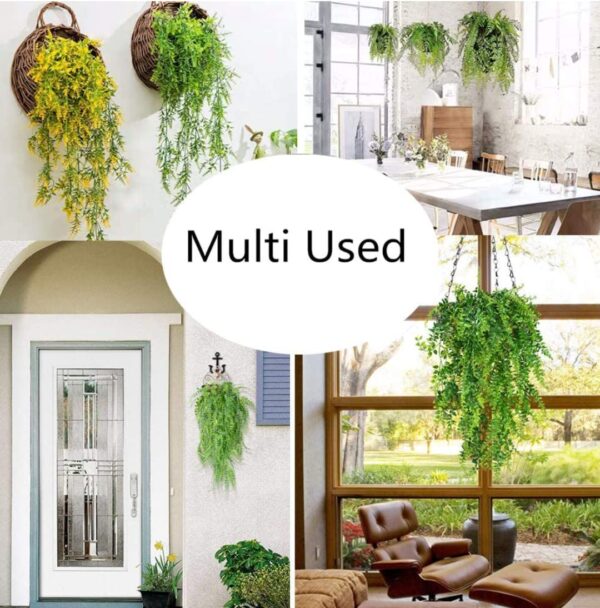 VRB Dec 2pcs Artificial Greenery Ferns Plants Vines Hanging Flowers Needle Wall Hanging For Home Decor Door Wall Balcony Decoration Party Festival Craft (Grass Fern)