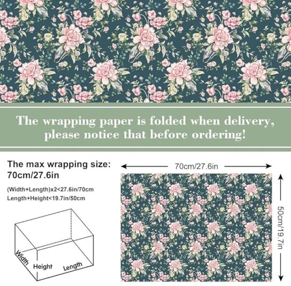 VRB Dec 20pcs Gift Wrapping Paper Sheet/Gift Paper For packing/Gift Papers Sheets/Gift Wrapper/Gift Packing Material Wrapping Paper for Gift Packing Birthday,Anniversary,Diwali,Christmas.(Flower Design)