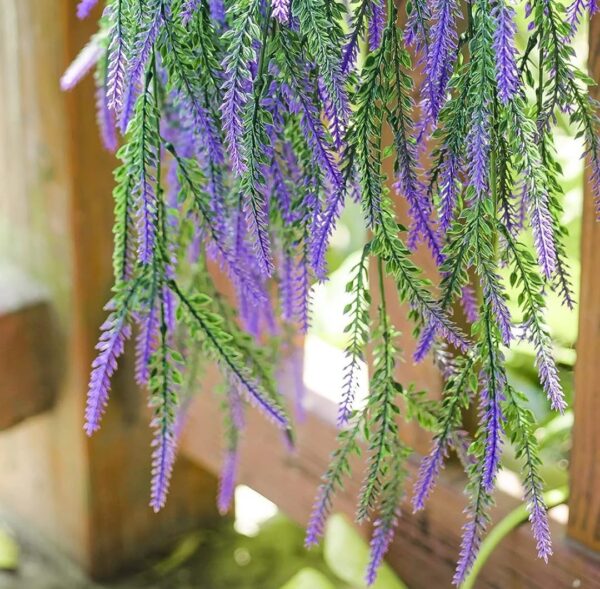 VRB Dec 2pcs Artificial Greenery Ferns Plants Vines Hanging Flowers Needle Wall Hanging For Home Decor Door Wall Balcony Decoration Party Festival Craft (Lavender Fern)