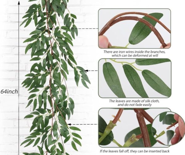 VRB Dec 1pcs Artificial Greenery Ferns Plants Vines Hanging Flowers Needle Wall Hanging For Home Decor Door Wall Balcony Decoration Party Festival Craft (Bamboo Fern Garland)