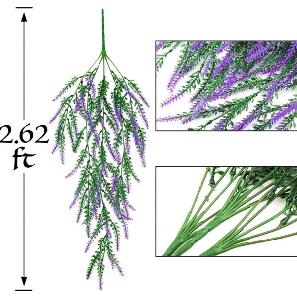 VRB Dec 2pcs Artificial Greenery Ferns Plants Vines Hanging Flowers Needle Wall Hanging For Home Decor Door Wall Balcony Decoration Party Festival Craft (Lavender Fern)