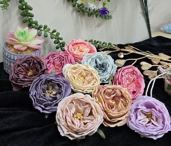 VRB Dec 12 Pcs Artificial Rose Flowers for Decoration,Fake Water Floating Flowers for Pooja Thali, Festival and Events, Home, Table, Badroom, Pooja Room & DIY (12 Pcs - Dahlia Rose)