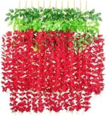 VRB Dec 12 Pcs (43.2Ft) Artificial Wisteria Vine| Ratta Fake Wisteria Hanging | Garland Silk Long Hanging Bush Flowers String for Home Party Wedding Decor
