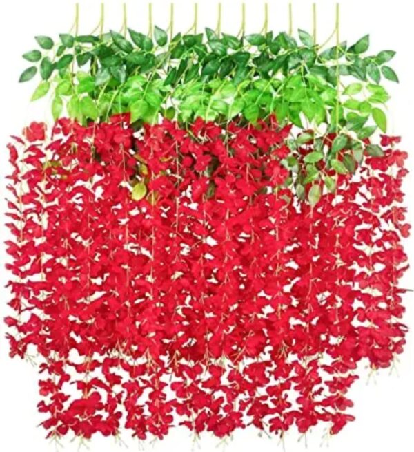 VRB Dec 12 Pcs (43.2Ft) Artificial Wisteria Vine| Ratta Fake Wisteria Hanging | Garland Silk Long Hanging Bush Flowers String for Home Party Wedding Decor