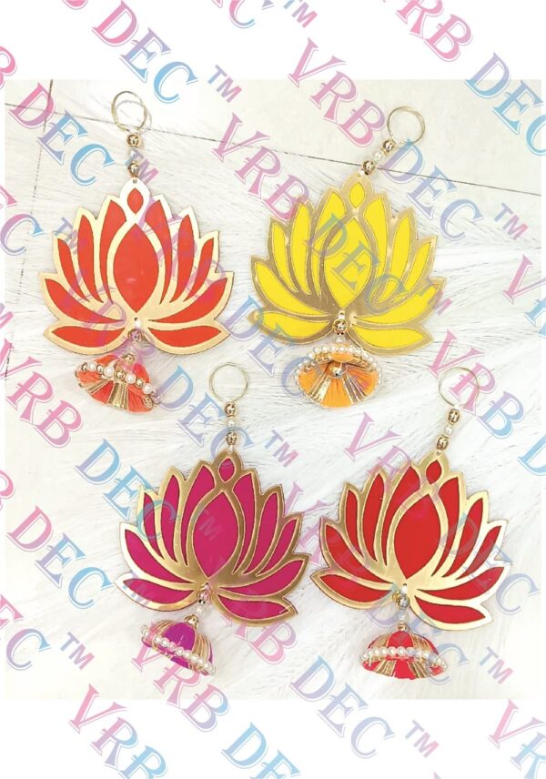 VRB Dec 12psc Lotus Hangings for Decoration/Floral Wall Hangings for Temple Decor Hanging for Home Decor,Diwali Decor,Wedding and All Festival Decor/showpiece for Home Decor (Yellow, 12)