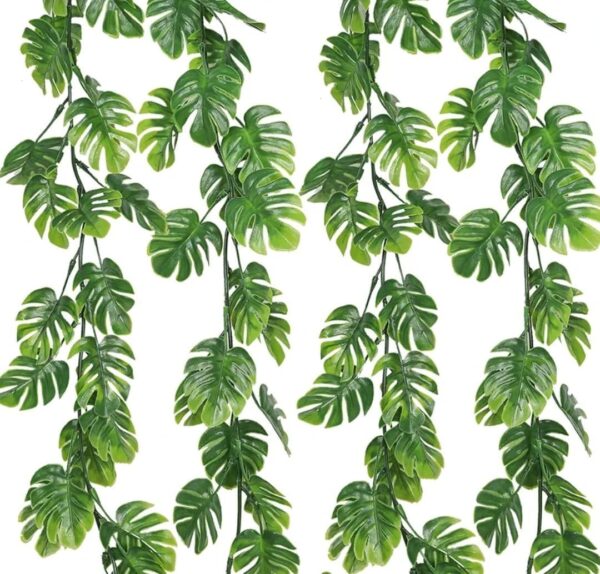 VRB Dec 2pcs Artificial Greenery Ferns Plants Vines Hanging Flowers Needle Wall Hanging For Home Decor Door Wall Balcony Decoration Party Festival Craft (Palm Fern Ladi Garland)