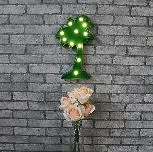 VRB Dec 1pcs Night Light LED Marquee Sign-Baby Light-Battery Operated Nursery Lamp, Decorative Light for Kid's Room/Party/Home/Wall Décor Party Light and Wall Lamp (Pack of 1) (Coconut Tree)