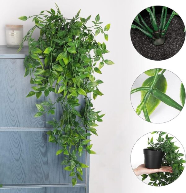 VRB Dec 2pcs Artificial Greenery Ferns Plants Vines Hanging Flowers Needle Wall Hanging For Home Decor Door Wall Balcony Decoration Party Festival Craft (Fern Hanging With Pot)