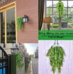 VRB Dec 2pcs Artificial Greenery Ferns Plants Vines Hanging Flowers Needle Wall Hanging For Home Decor Door Wall Balcony Decoration Party Festival Craft (Grass Fern)