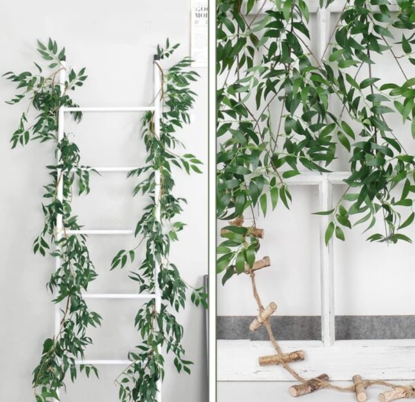 VRB Dec 1pcs Artificial Greenery Ferns Plants Vines Hanging Flowers Needle Wall Hanging For Home Decor Door Wall Balcony Decoration Party Festival Craft (Bamboo Fern Garland)
