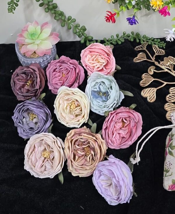 VRB Dec 12 Pcs Artificial Rose Flowers for Decoration,Fake Water Floating Flowers for Pooja Thali, Festival and Events, Home, Table, Badroom, Pooja Room & DIY (12 Pcs - Dahlia Rose)