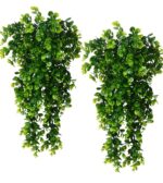 VRB Dec 2pcs Artificial Greenery Ferns Plants Vines Hanging Flowers Needle Wall Hanging For Home Decor Door Wall Balcony Decoration Party Festival Craft (Euclyptus Fern)