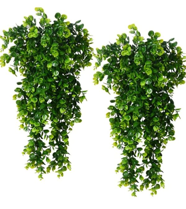 VRB Dec 2pcs Artificial Greenery Ferns Plants Vines Hanging Flowers Needle Wall Hanging For Home Decor Door Wall Balcony Decoration Party Festival Craft (Euclyptus Fern)