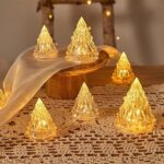 VRB Dec 6 Pcs Acrylic Flameless & Smokeless Decorative Candles Led Tea Light Candle Perfect for Gifting, Home, Birthday, Diwali, Christmas,Decorative Candles,Birthday (Christmas Tree)