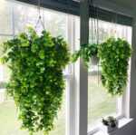 VRB Dec 2pcs Artificial Greenery Ferns Plants Vines Hanging Flowers Needle Wall Hanging For Home Decor Door Wall Balcony Decoration Party Festival Craft (Euclyptus Fern)