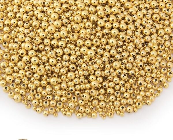 VRB Dec Artificial Pearls Moti Pearls for Jewellery Making - 300Pcs Golden 14MM