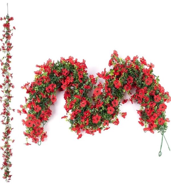 VRB Dec 1 Pcs Artificial Flowers Vine Silk Daisy Garland Fake Ivy,(6 ft Long) Wedding Decorations Diwali/Ganpati/Christmas Decorations Fake Daisy Floral Vine Silk Hanging Flower for Home.