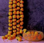VRB Dec 10Pcs Marigold Garlands/genda Ladi/Marigold flower for decoration/garlands for decoration/ganpati decoration items for home/flower Vines for Decoration (Dark Red & Yellow Mix with Leaf, 5)