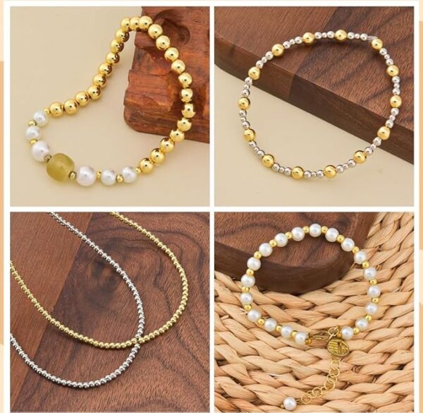 VRB Dec Artificial Pearls Moti Pearls for Jewellery Making - 300Pcs Golden 14MM