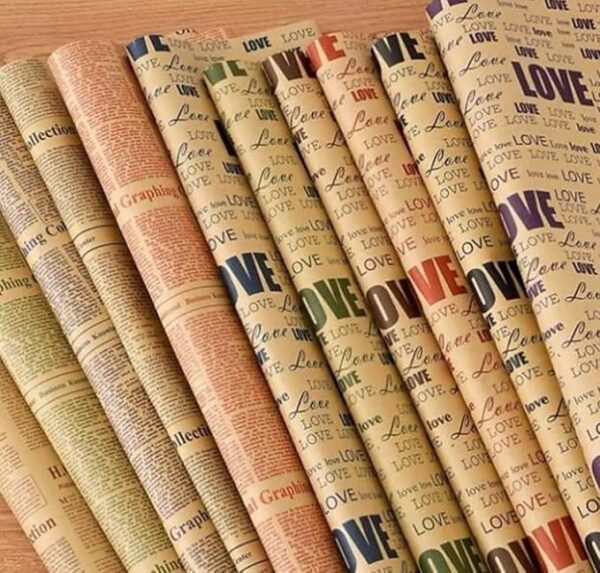 VRB Dec 20pcs Gift Wrapping Paper Sheet/Gift Paper For packing/Gift Papers Sheets/Gift Wrapper/Gift Packing Material Wrapping Paper for Gift Packing Birthday,Anniversary,Diwali,Christmas.(I love U Design)