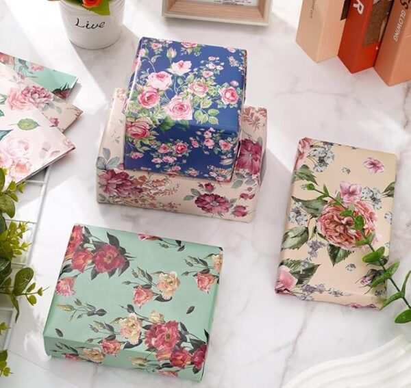 VRB Dec 20pcs Gift Wrapping Paper Sheet/Gift Paper For packing/Gift Papers Sheets/Gift Wrapper/Gift Packing Material Wrapping Paper for Gift Packing Birthday,Anniversary,Diwali,Christmas.(Flower Design)