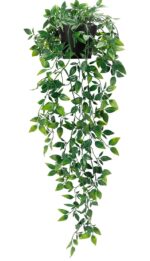 VRB Dec 2pcs Artificial Greenery Ferns Plants Vines Hanging Flowers Needle Wall Hanging For Home Decor Door Wall Balcony Decoration Party Festival Craft (Fern Hanging With Pot)
