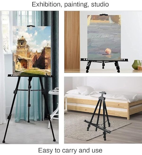 VRB Dec 1 pcs Wooden Foldable/Adjustable Easel Stand for displaying Great Artwork Sketch,Art Painting,Canvas,Business Promotions, Display, Artist Students (5 FT Metal Foldable Stand - 1 Pcs)