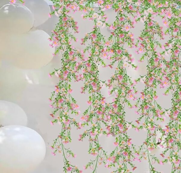 VRB Dec 1 Pcs Artificial Flowers Vine Silk Daisy Garland Fake Ivy,(6 ft Long) Wedding Decorations Diwali/Ganpati/Christmas Decorations Fake Daisy Floral Vine Silk Hanging Flower for Home.