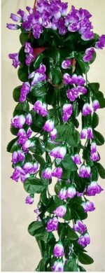 VRB Dec Artificial Rose Orchid Flowers Bunch | Orchid Hanging Flowers Decoration|Artificial Flower for Home Decor Wall Hanging (Purple, 1)