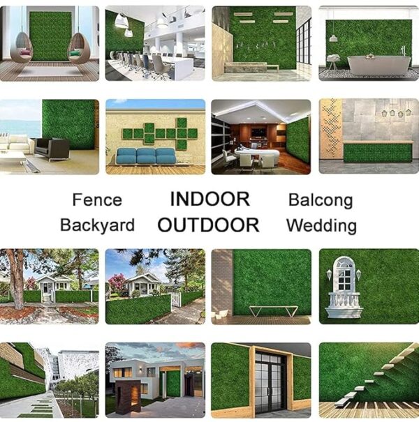VRB Dec 12 pcs Artificial Grass Vertical Wall Small Leaves Tiles | Vertical Garden Wall Tiles (40 X 60 cm) (Pack of 12), Green