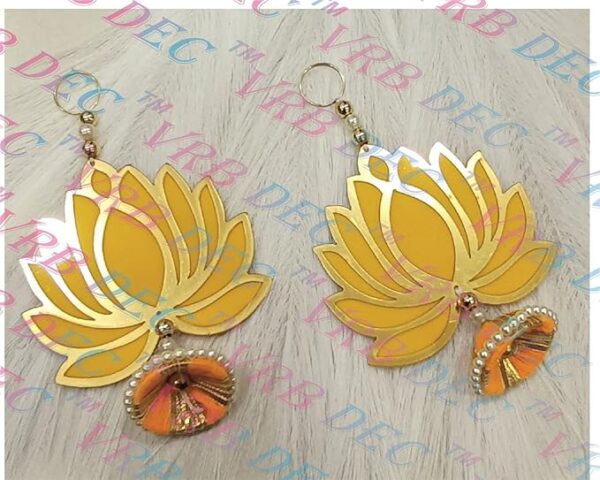 VRB Dec 12psc Lotus Hangings for Decoration/Floral Wall Hangings for Temple Decor Hanging for Home Decor,Diwali Decor,Wedding and All Festival Decor/showpiece for Home Decor (Yellow, 12)