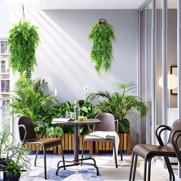 VRB Dec 2pcs Artificial Greenery Ferns Plants Vines Hanging Flowers Needle Wall Hanging For Home Decor Door Wall Balcony Decoration Party Festival Craft (Grass Fern)