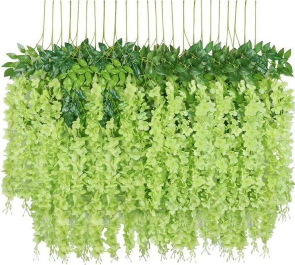 VRB Dec 12 Pcs (43.2Ft) Artificial Wisteria Vine| Ratta Fake Wisteria Hanging | Garland Silk Long Hanging Bush Flowers String for Home Party Wedding Decor
