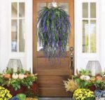 VRB Dec 2pcs Artificial Greenery Ferns Plants Vines Hanging Flowers Needle Wall Hanging For Home Decor Door Wall Balcony Decoration Party Festival Craft (Lavender Fern)