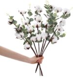 VRB Dec Pack of 3 Artificial Hibiscus Glabra Fake Plant Flowers for Home, Room,Office | Flowers for Vases | Decoration Items for Living Room (Without Pot) (Artificial Cotton Stems)