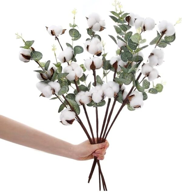 VRB Dec Pack of 3 Artificial Hibiscus Glabra Fake Plant Flowers for Home, Room,Office | Flowers for Vases | Decoration Items for Living Room (Without Pot) (Artificial Cotton Stems)
