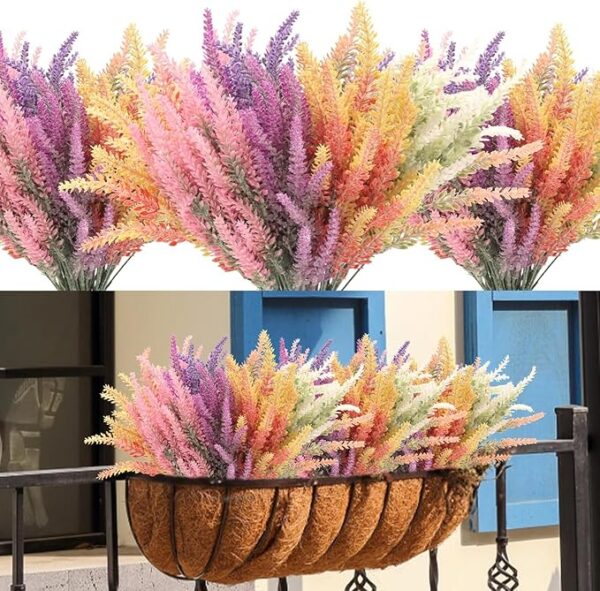 VRB Dec 12 Pcs Artificial Lavender Flowers for Decoration/Flowers for Decorations/Artificial Flowers for Vase/Flower Bouquet/Flowers for Home Decor,Diwali,Christmas,etc.