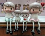 VRB Dec 4 pcs Hanging Legs Showpiece Cute Boy & Girl,Toy Cute Couple Figurines/Leg Hanging Dolls for Home Decor/Decorative Items for Home Decor,Valentine Gift for Girlfriend,Boyfriend (Model - 06)