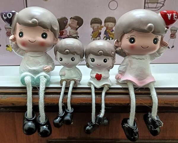 VRB Dec 4 pcs Hanging Legs Showpiece Cute Boy & Girl,Toy Cute Couple Figurines/Leg Hanging Dolls for Home Decor/Decorative Items for Home Decor,Valentine Gift for Girlfriend,Boyfriend (Model - 06)