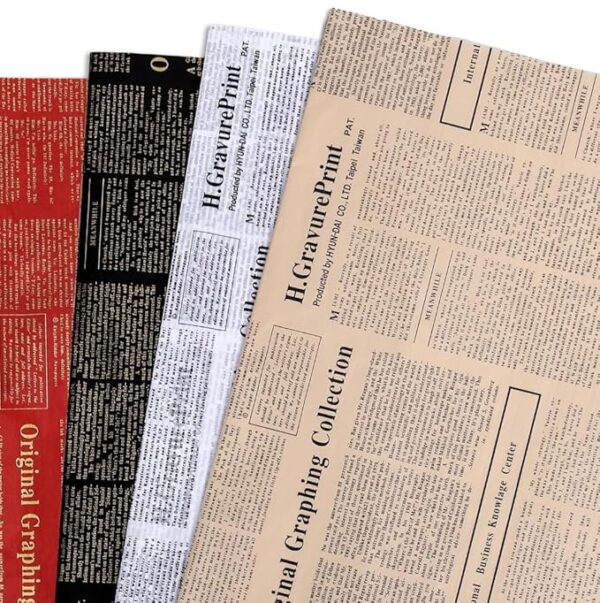 VRB Dec 20pcs Gift Wrapping Paper Sheet/Gift Paper For packing/Gift Papers Sheets/Gift Wrapper/Gift Packing Material Wrapping Paper for Gift Packing Birthday,Anniversary,Diwali,Christmas.(Newspaper Print)