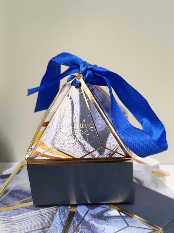 VRB Dec 50 pcs Small Diamond Gift Boxes for Packaging/Gift Boxes for Gifting,hamper boxes for gift empty,gift hamper box for gifting,return Gifting,Chocolates, Dry Fruits, Wedding & Pooja Gifts. (50 Pcs Blue With Ribbon)