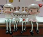 VRB Dec 4 pcs Hanging Legs Showpiece Cute Boy & Girl,Toy Cute Couple Figurines/Leg Hanging Dolls for Home Decor/Decorative Items for Home Decor,Valentine Gift for Girlfriend,Boyfriend (Model - 06)