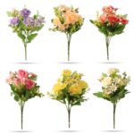 VRB Dec 1 Pcs Artificial Peony Rose Flower Bunch for Home Decor | Faux Flowers for Vases | Decoration Items for Home,Diwali,Chritmas Living Room| Decoration and Craft (Sky Blue)